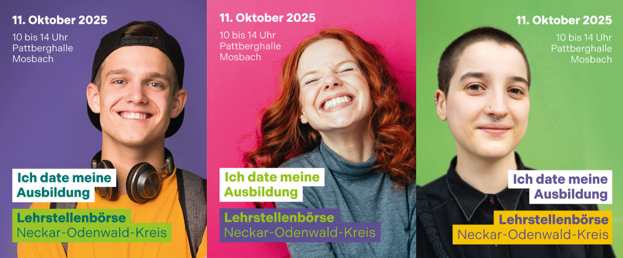 Drei Plakate für die Lehrstellenbörse NOK nebeneinander.