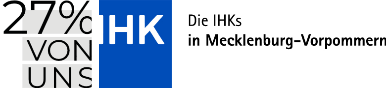 Das Logo der IHKs in MV linksbündig mit der Zahl 27 Prozent
