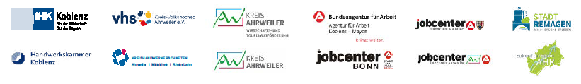 Logos von Institutionen, die die Jobmesse unterstützen.