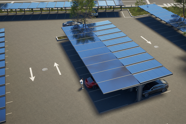 Parkplatz mit Solarmodulen